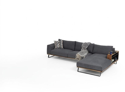 Hoekbank L-vorm Bank Grijs Modern Stof Design Woonkamer Polyester
