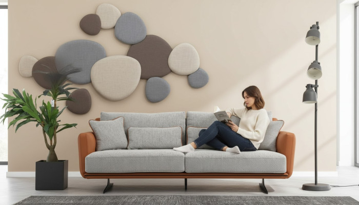 Dries zitsbank 3-zits stof Oranje Modern design Woonkamer Grijs