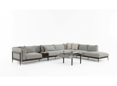 Hoekbank L-vorm Bank Grijs Modern Stof Ontwerp Woonkamer Polyester XXL