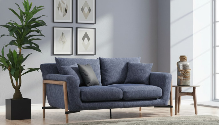 Vierzitsbank 4-zits stoffen bankstellen Modern Design Woonkamer Blauw
