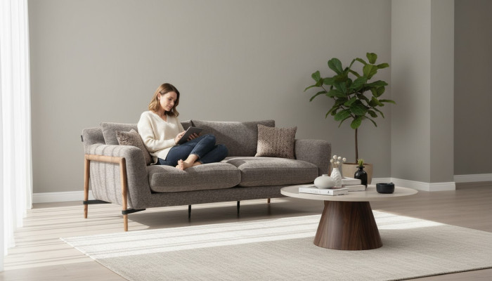 Vierzits bankstel 4-zits stoffen banken Modern design Woonkamer Grijs