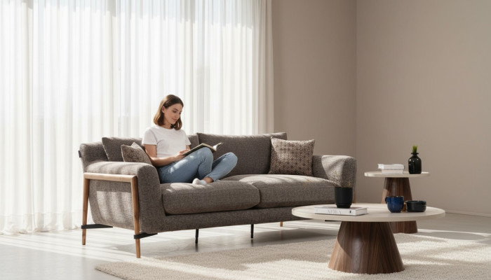 Driepersoonsbank 3-zits stof Moderne bankstellen Ontwerp Woonkamer Grijs