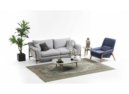 Bankstel 4-zits fauteuil vierzitter stoffen banken modern ontwerp grijs
