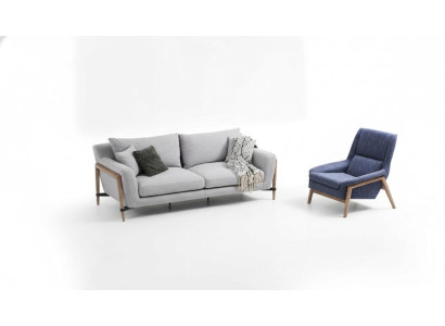 Bankstel 3-zits fauteuil Driepersoons stoffen banken Modern design Grijs