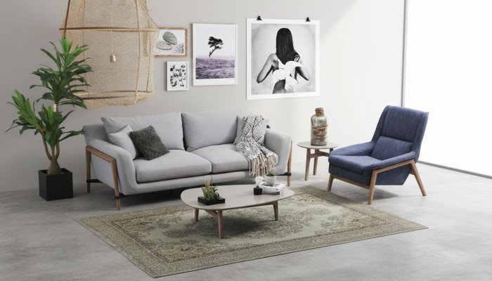 Sofa set 2 zits fauteuil Tweezitter stoffen banken Modern design Grijs