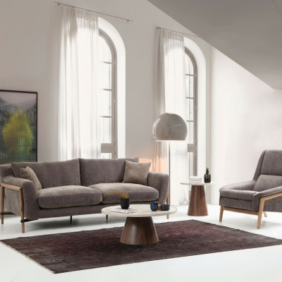 Bankstellen Bankstel 4 zits Fauteuil Vierzitter Stof Woonkamer Grijs
