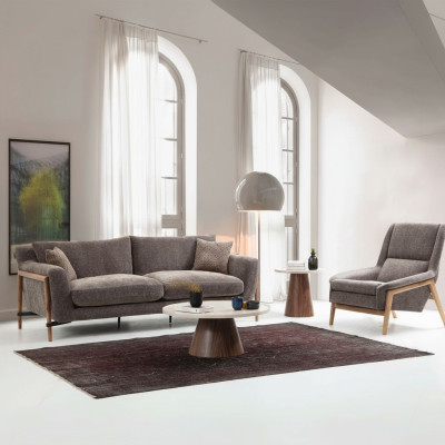 Sofa's Bankstel 3-zits fauteuil Driepersoons stof Woonkamer Grijs