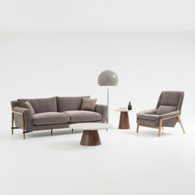 Sofa's Bankstel 3-zits fauteuil Driepersoons stof Woonkamer Grijs