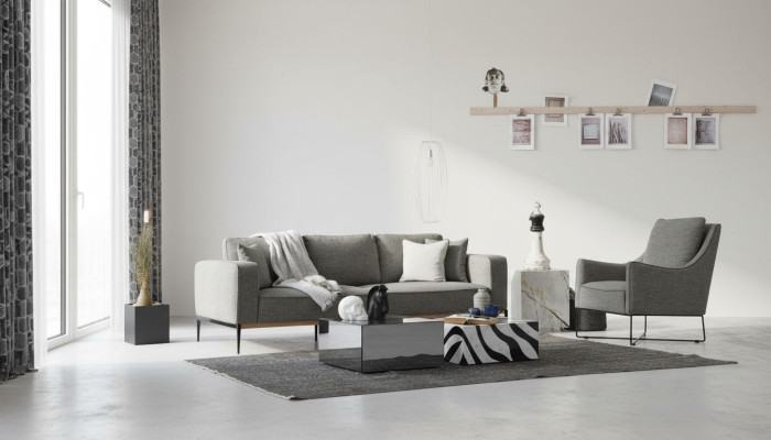 Bankstel 3-zits Fauteuil Driepersoons Stoffen Bankstel Modern Ontwerp Grijs