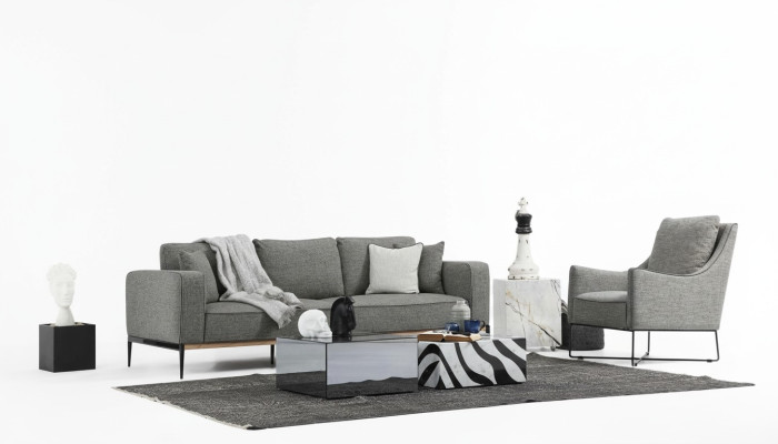 Bankstel 3-zits Fauteuil Driepersoons Stoffen Bankstel Modern Ontwerp Grijs
