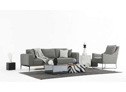 Bankstel 3-zits Fauteuil Driepersoons Stoffen Bankstel Modern Ontwerp Grijs