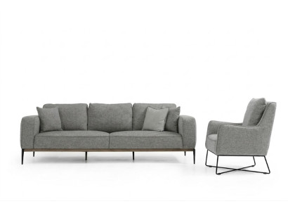 Bankstel 2-zits fauteuil tweezitsstoffen banken modern design grijs