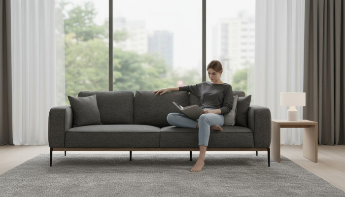 Vierzitsbank 4-zits stoffen bankstellen modern design woonkamer grijs