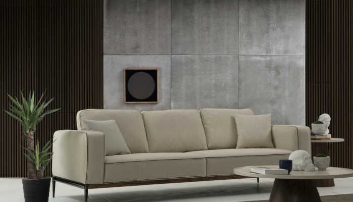Bankstel Vierzitter 4-zits Stoffen Banken Modern Ontwerp Woonkamer Beige