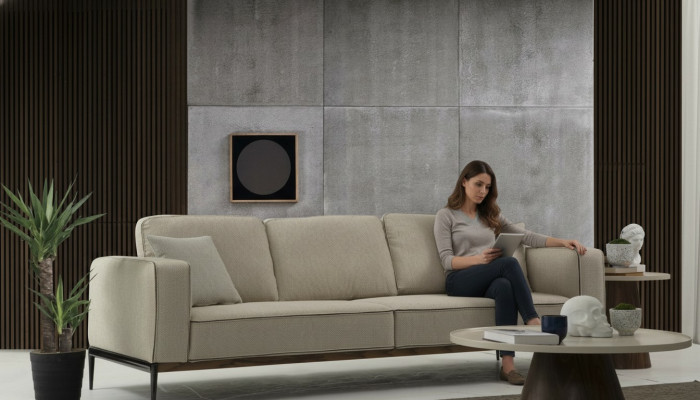 Bank Driedeck Couch Stof Modern Sofas Ontwerp Woonkamer Beige