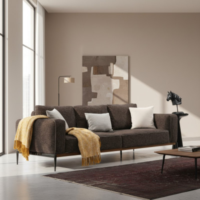 Dries-zitsbank 3-zitter Stof Modern Sofa Ontwerp Woonkamer Grijs