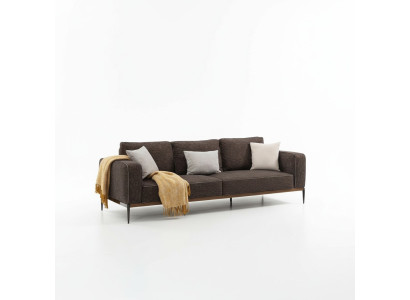 Bankstel 4-zits fauteuil Vierzitter Grijs Stof Bankstellen Modern Design