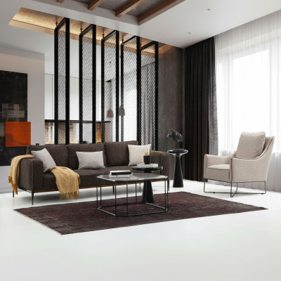 Bankstel 3-zitter fauteuil driezits grijs stof banken modern ontwerp.