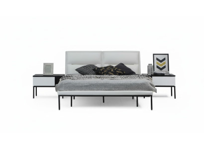 Bed bedframe tweepersoonsbed hout modern wit slaapkamer dubbel ontwerp