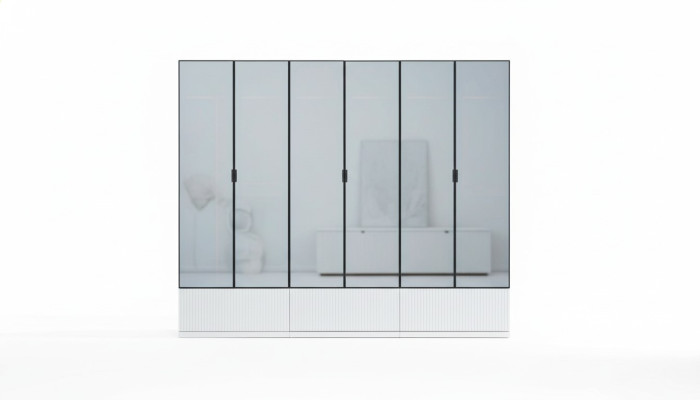 Kledingkast Kast Hout Modern Wit Spiegel Kleding Slaapkamer