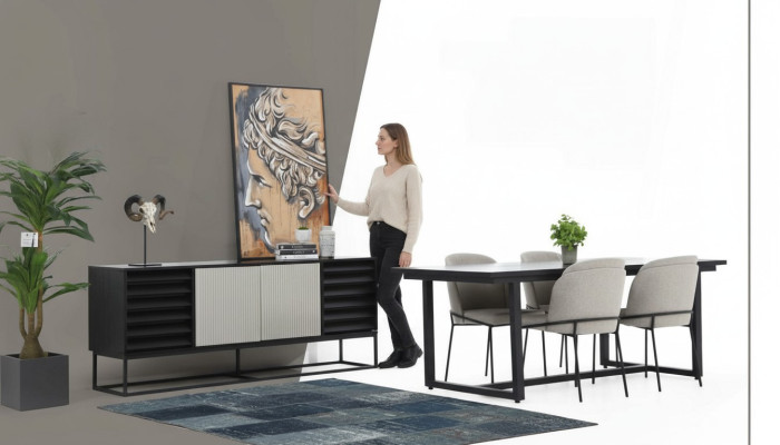 Eethoek Eetgroep Eetkamer Eettafel Stoelen 6-delig Hout Zwart Set Nieuw