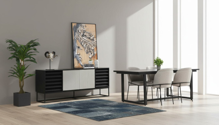 Eethoek Eetgroep Eetkamer Eettafel Stoelen 6-delig Hout Zwart Set Nieuw