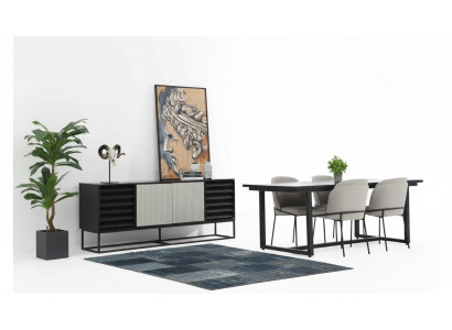 Eethoek Eetgroep Eetkamer Eettafel Stoelen 6-delig Hout Zwart Set Nieuw