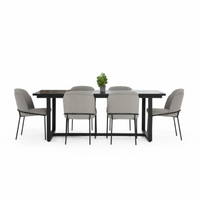Eethoek Eetkamerset Eetkamer Eettafel Stoelen 7-delig Hout Grijs Set Nieuw
