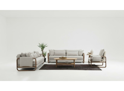 Bankstel 3-zits fauteuil driezits modern stof grijs setontwerp