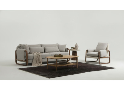 Sofa set 4-zitter fauteuil vierzitter modern stof grijs set ontwerp