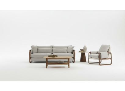 Bankstel 21-zits fauteuil tweezitter modern stof grijs set design