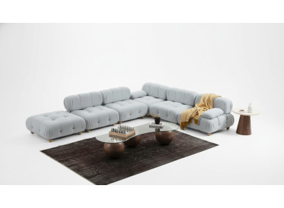 Hoekbank Bank Stof Woonkamer Banken Hoek Grijs Modern Polyester Ontwerp