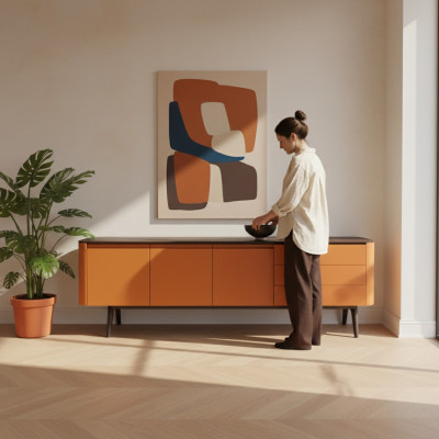 Sideboard Ladekast Luxe Kasten Laden Woonkamer Houten Meubels Oranje