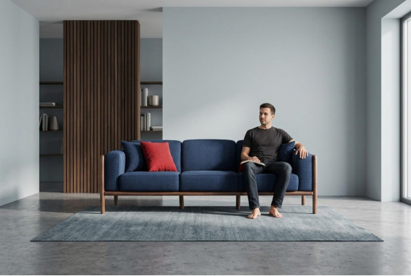 Bank 3-zits driezits Moderne stof Blauwe bankstellen Ontwerp woonkamer Nieuw