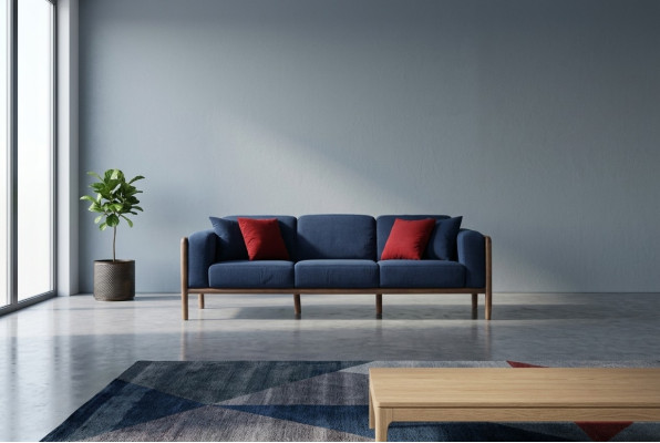 Bank 3-zits driezits Moderne stof Blauwe bankstellen Ontwerp woonkamer Nieuw