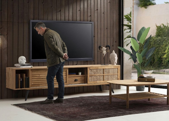 TV-standaard RTV lowboard salontafel bruin hout modern woonkamerset