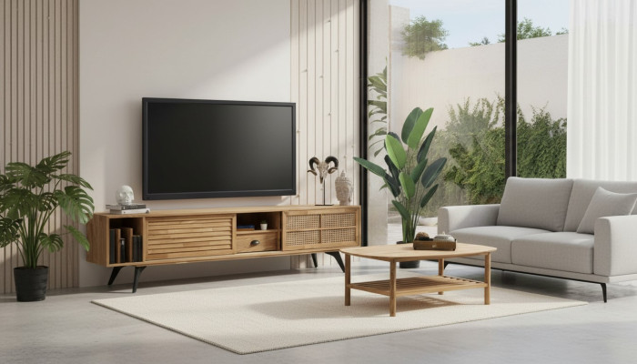 TV-standaard RTV lowboard salontafel bruin hout modern woonkamerset