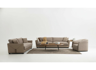 Modern bankstel set 3-zits fauteuil driezitter modern stof beige set van 3 delen