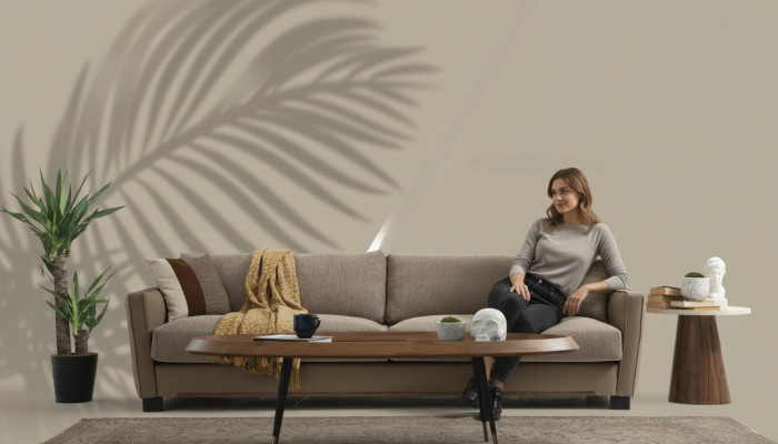 Bankstel 3-zits Driezits Moderne Stof Beige Bankstellen Design Woonkamer