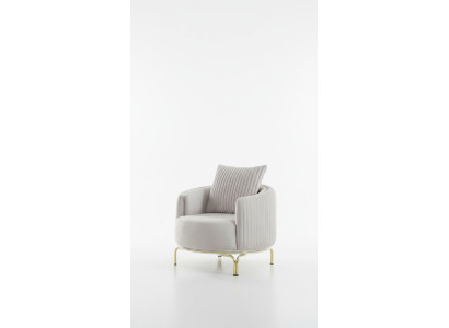 Luxe fauteuil wit éénpersoons woonkamermeubel van polyester en roestvrij staal.
