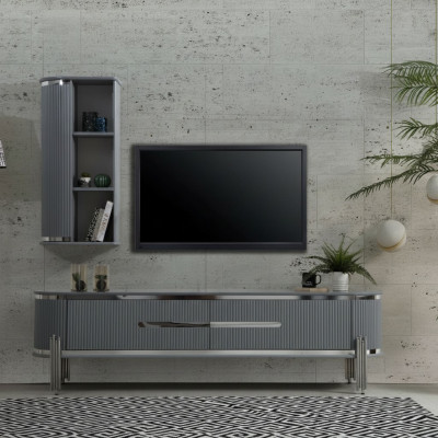 TV-standaard RTV Lowboard planken dressoir tafel Modern Grijs Luxe Nieuw