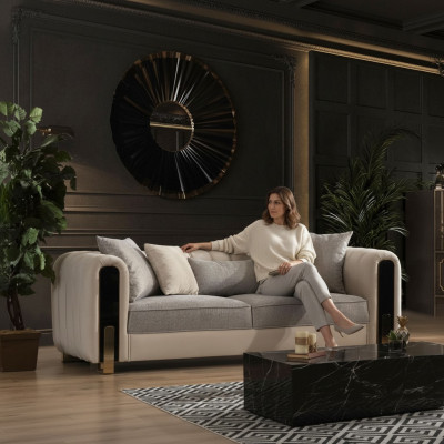 Witte driezits luxe bank Modern roestvrijstalen design Woonkamer meubels