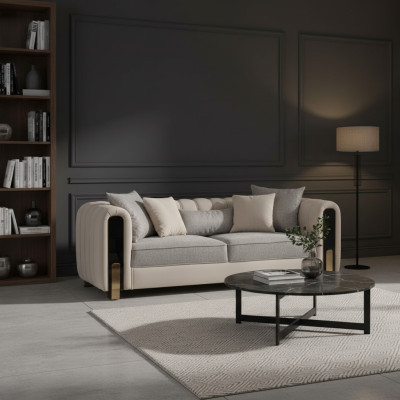 Witte driezits luxe bank Modern roestvrijstalen design Woonkamer meubels