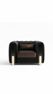 Zwarte fauteuil luxe design woonkamerstoel eenzitter modern