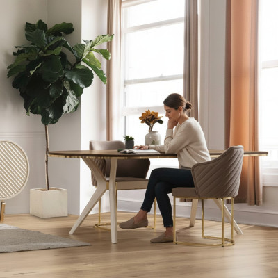 Eetkamerset Eetkamer Luxe Eethoek Eettafel Tafel Stoelen Bruin Set 5-delig