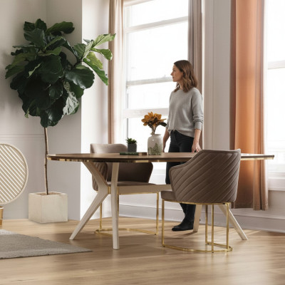 Eetgroep Eetkamer Luxe Eethoek Eettafel Tafel Stoelen Bruin Set 7-delig