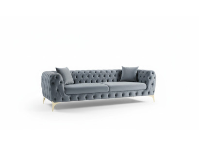 Moderne driezits Chesterfield meubels van roestvrij staal, polyester woonkamermeubels.
