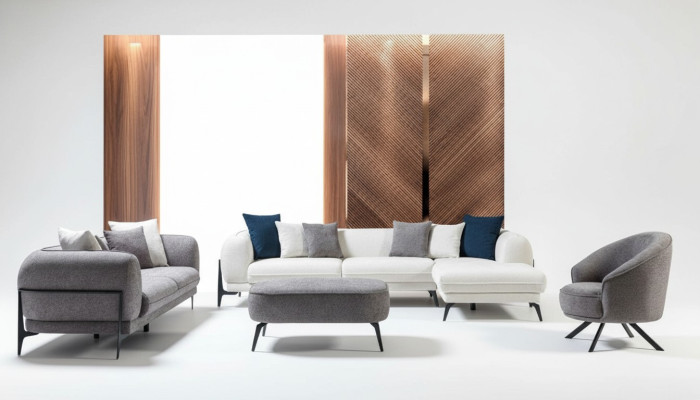 Moderne bankstel hoekbank L-vorm bankstellen driezits fauteuil stoffen meubels