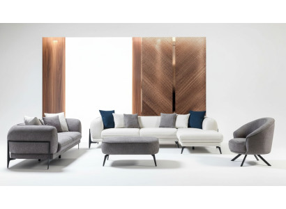 Moderne bankstel hoekbank L-vorm bankstellen driezits fauteuil stoffen meubels