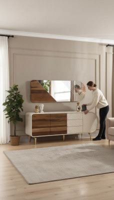 Moderne dressoirs houten kast van roestvrij staal wit luxe meubels